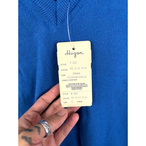 VTG Lady Hogan Sweater Small S Blue V-Neck Pullover NWT Golf Made USA - Picture 3 of 7